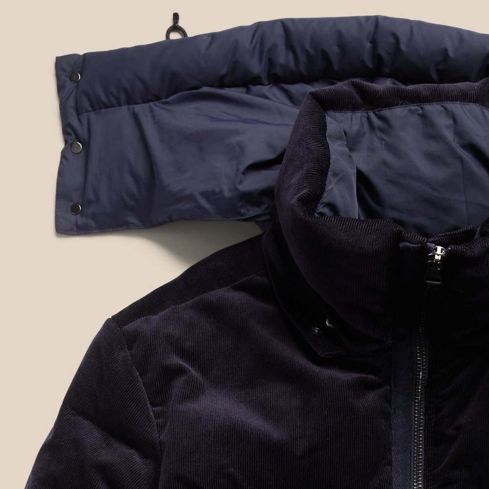 Banana Republic Corduroy Puffer Coat size XXL Navy - Picture 5 of 6